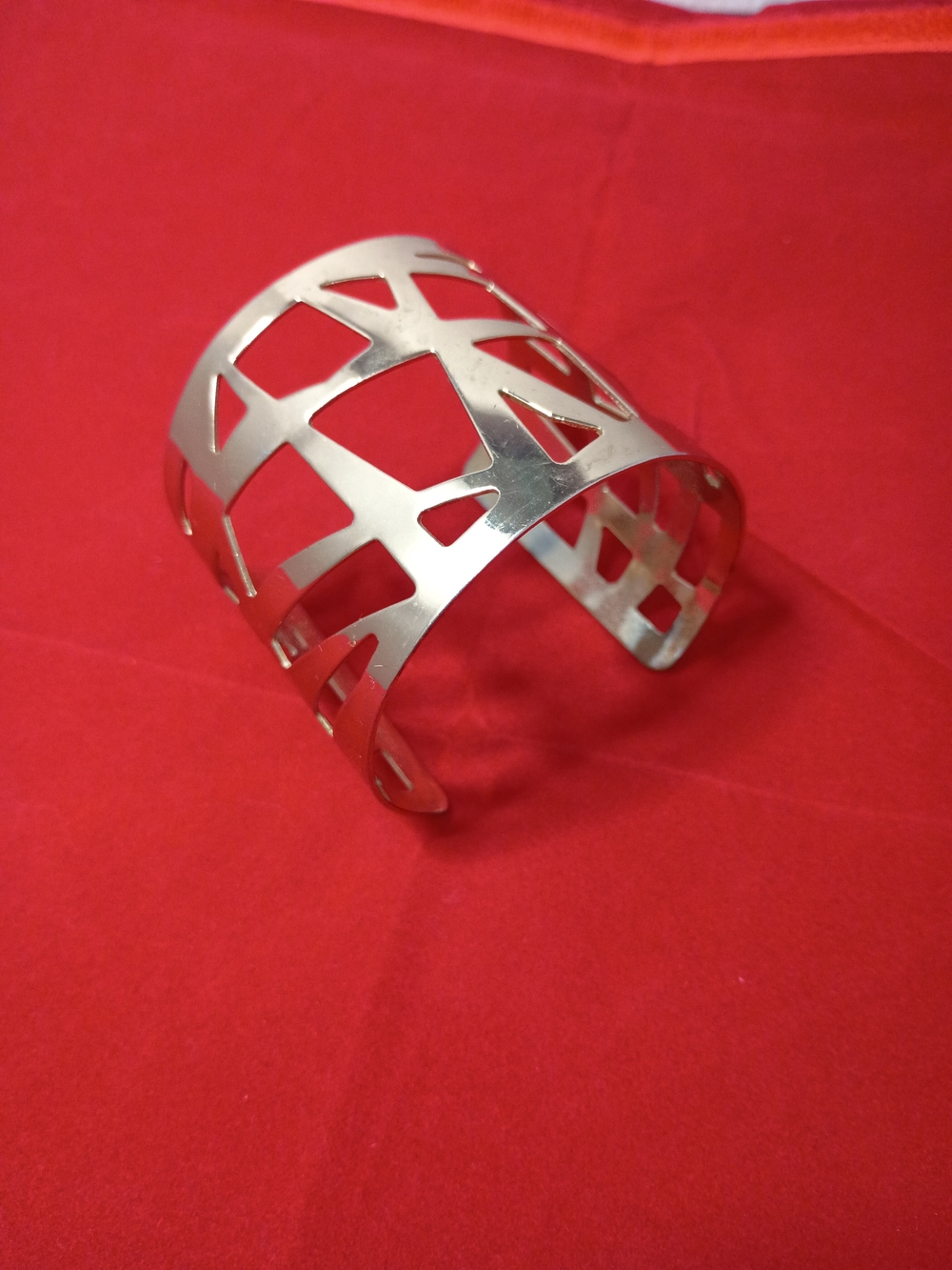 Geometric Cutout Gold Toned Cuff Bracelet